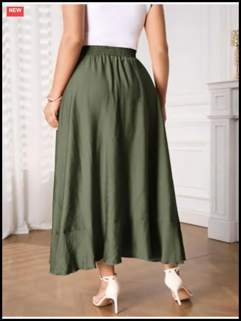 Plus Size High Waisted Ruffle High Low Flowy Boho Maxi Skirt with Pockets